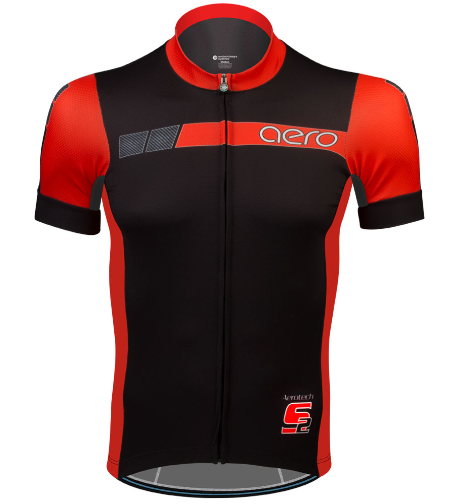 i bought an XL red and black Aerocool Series 2 Carbon fiber jersey and i really like it, fits perfectly,.