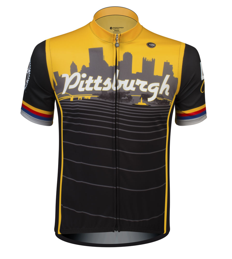 Men's Pittsburgh Themed Bike Jersey | Printed Relaxed Fit Classic Cycling Jersey Questions & Answers