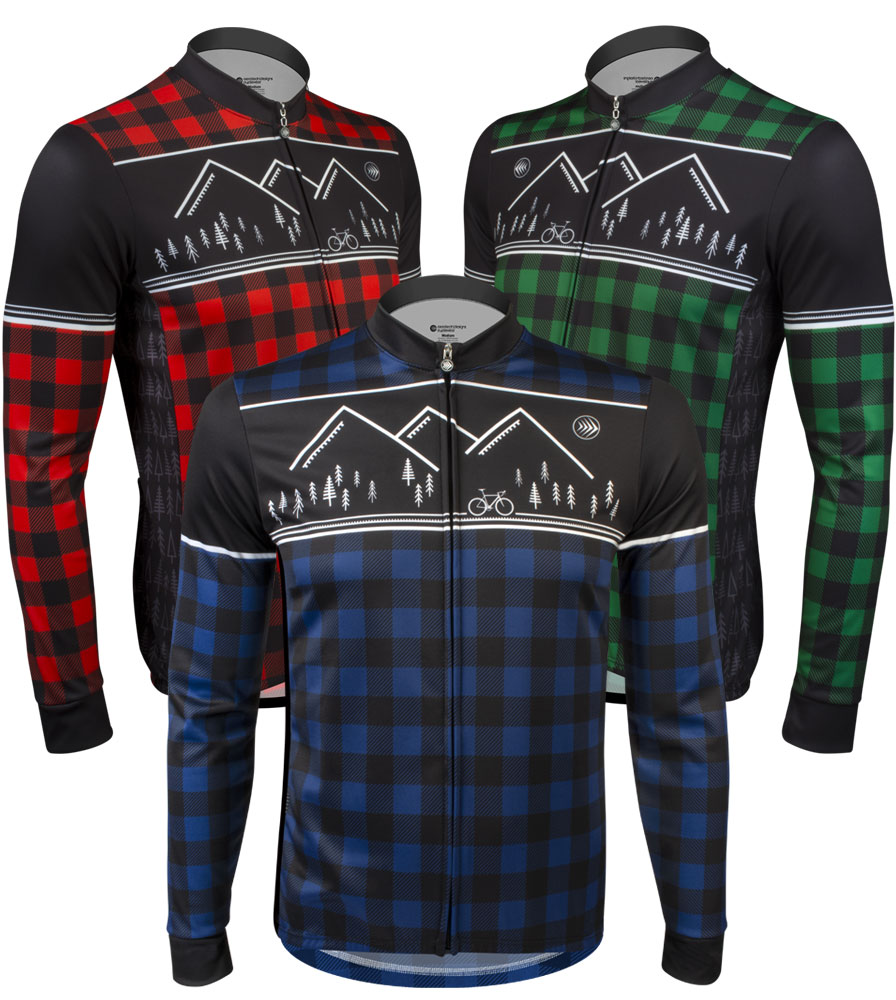 Men's Lumberjack Long Sleeve Jersey | Brushed Fleece Flannel Print Cycling Jersey Questions & Answers