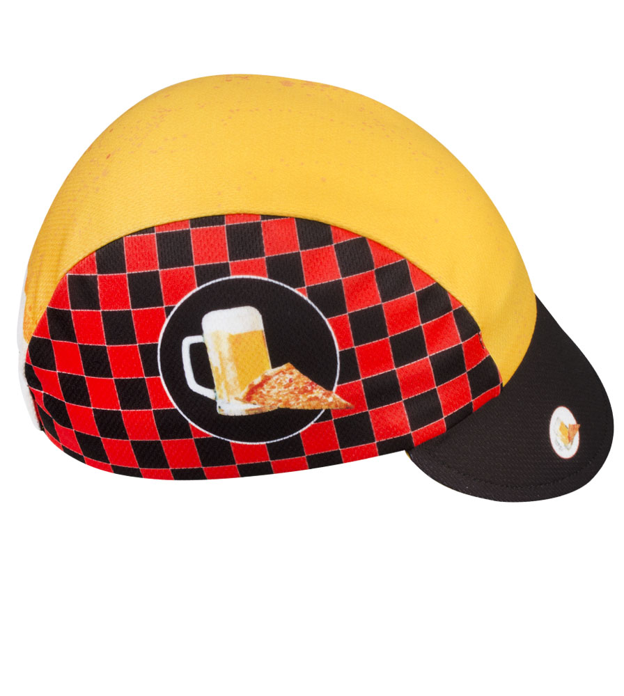 Aero Tech Rush Cycling Caps - Pizza and Beer - Made in USA Questions & Answers