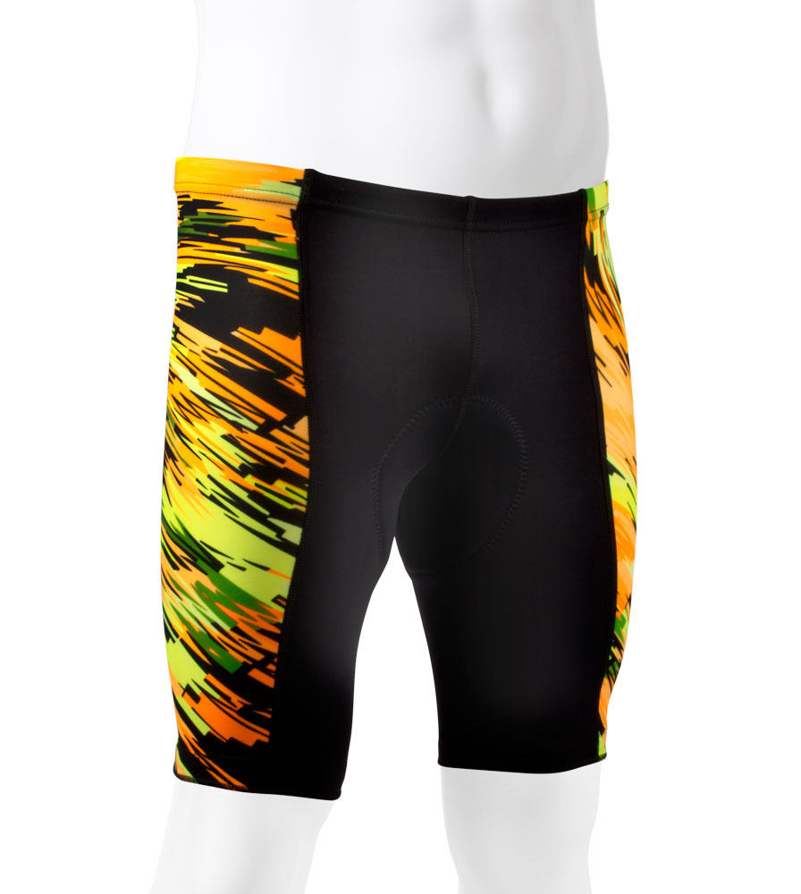 Aero Tech Men's Wild Blur Print PADDED Bicycle Pro Shorts - Made in USA Questions & Answers