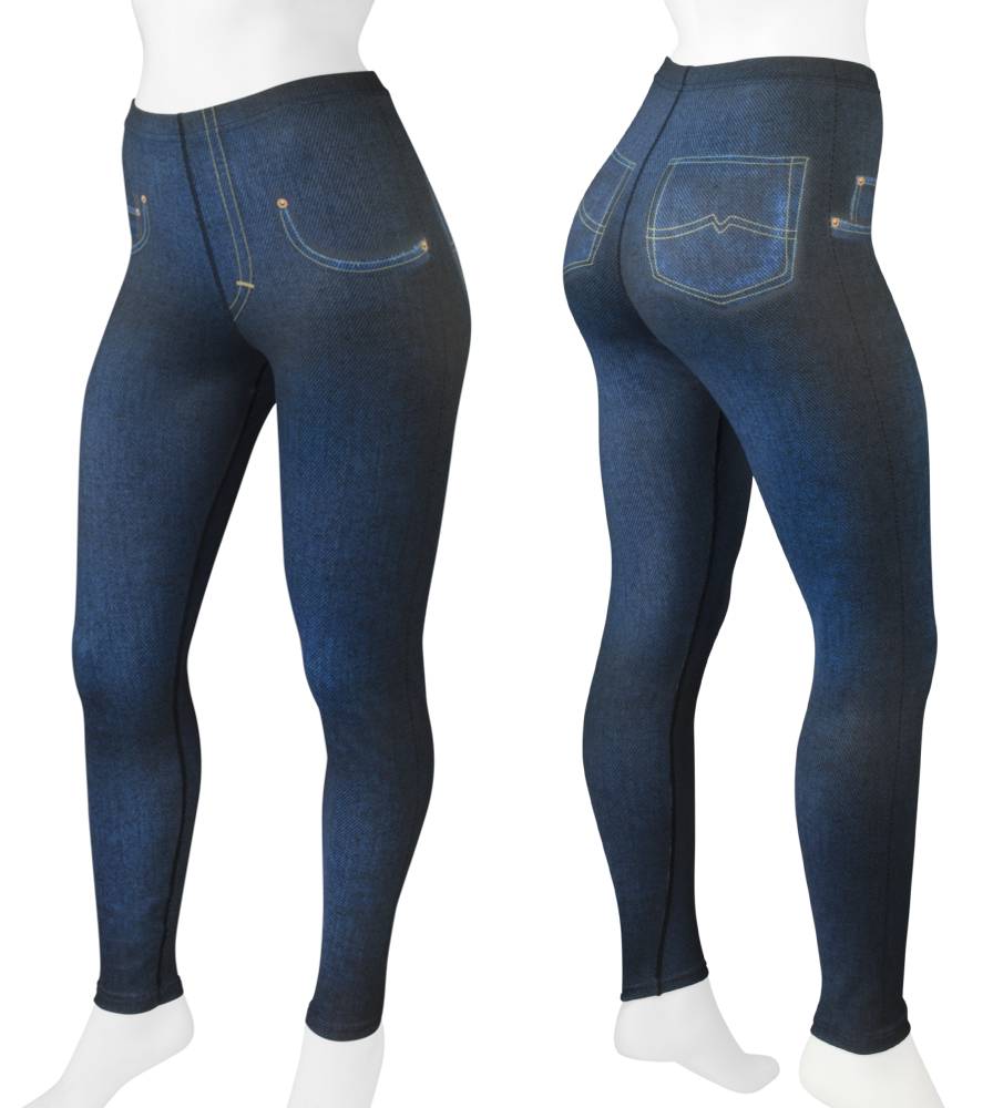 Aero Tech Women's Blue Jeans Leggings - Faux Denim Rush Tights Questions & Answers