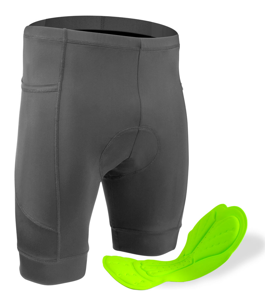 Men's 3D Gel | Mid Distance Touring Black Padded Shorts | Side Pockets Questions & Answers