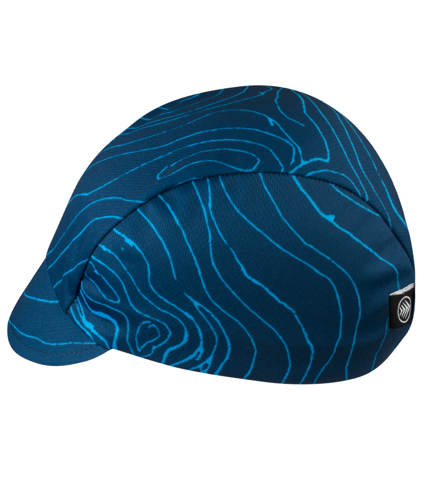 Aero Tech Rush Cycling Caps - Blue Topographical - Made in USA Questions & Answers